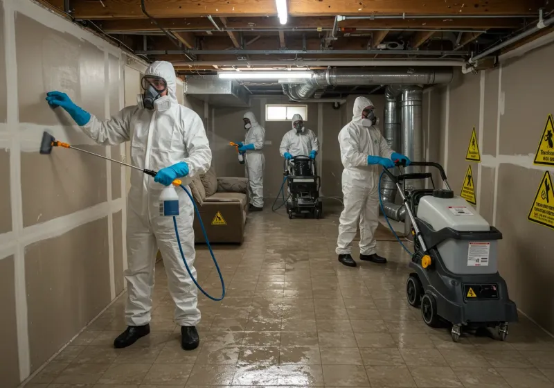 Basement Moisture Removal and Structural Drying process in Alcona County, MI